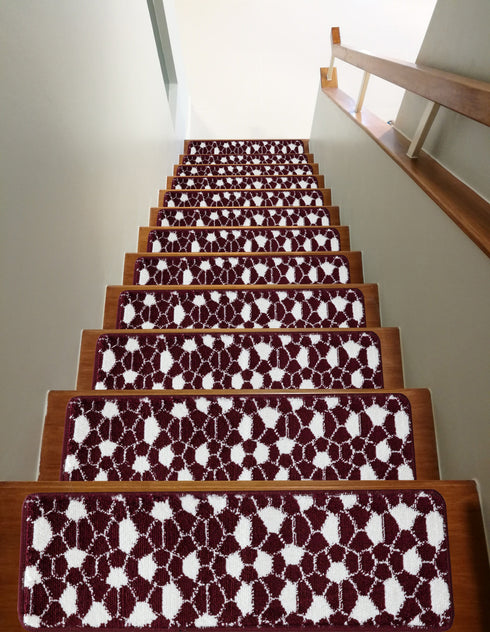 Red & White Mozaik Indoor Stair Runners (Pack of 13)