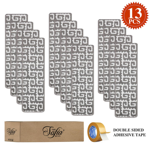 Grey Geometric Stair Capet Treads Pack of 13