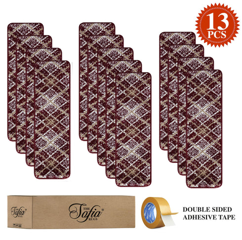Maroon Red Frost Carpet Stair Runners (Set of 13)