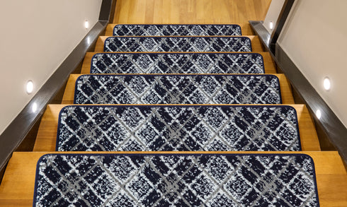 Navy Blue Frost Carpet Stair Treads (Set of 13)