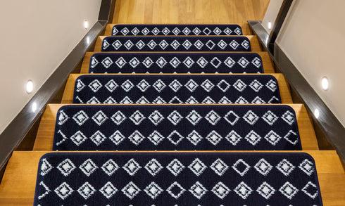 Dark Blue Indoor Carpet Stair Treads (Pack of 13)