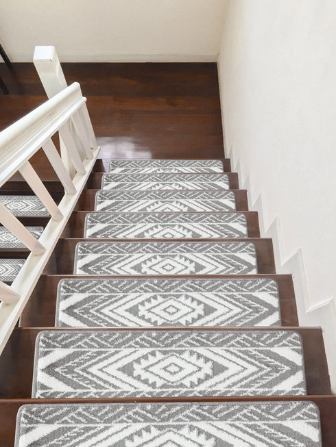 Gray & Floral Indoor Carpet Stair Treads (Pack of 13)