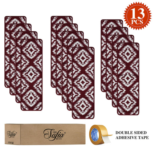 Red Snow Flake Stair Treads (Set of 13)
