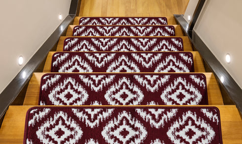 Red Snow Flake Stair Treads (Set of 13)