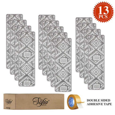 Aztec Ruins Gray Carpet Stair Treads (Set of 13)