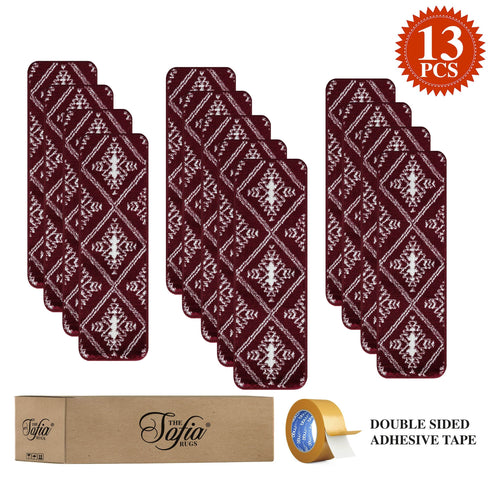 Red & White Soft Stair Treads (Set of 13)