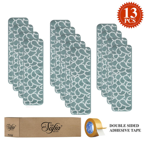 Teal Staircase Steps Modern Carpet Runners (Set of 13)
