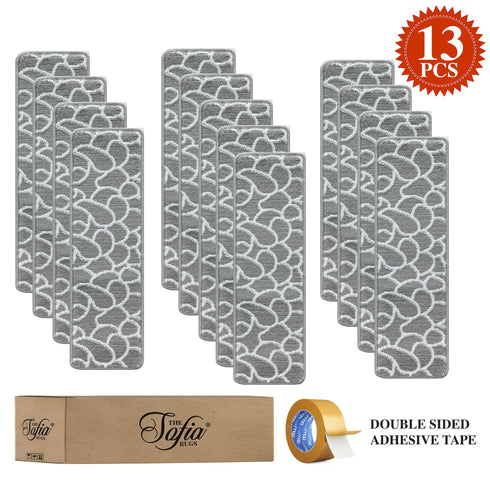 Gray Staircase Steps Modern Carpet Runners (Set of 13)