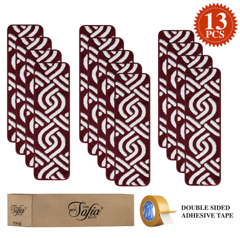 Maroon Stair Treads Low Pile (Set of 13)