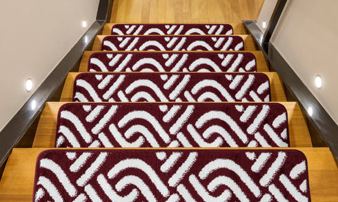 Maroon Stair Treads Low Pile (Set of 13)