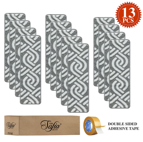 Wavy Gray Carpet Stair Covers (Pack of 13)