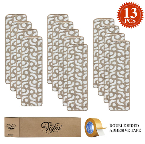 Beige & White Stair Treads (Set of 13)