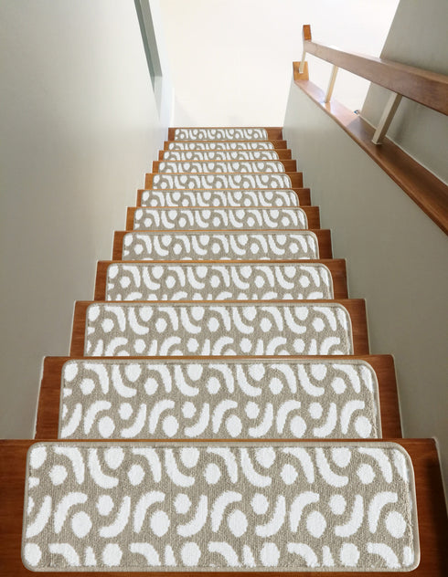 Beige & White Stair Treads (Set of 13)