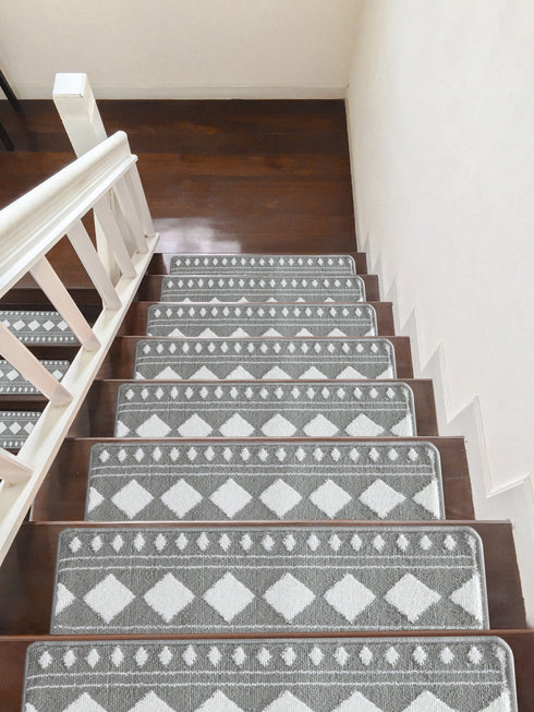 Diamond Gray Low Pile Stair Tread Covers (Set of 13)