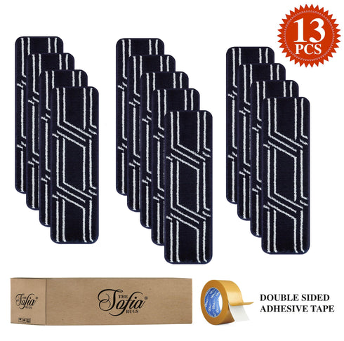Navy Blue Stair Carpet Treads (Set of 13)
