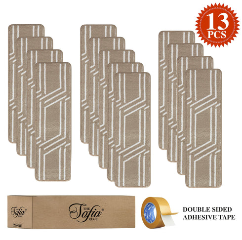 Beige Indoor Carpet Stair Runners (Set of 13)