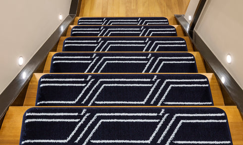 Navy Blue Stair Carpet Treads (Set of 13)