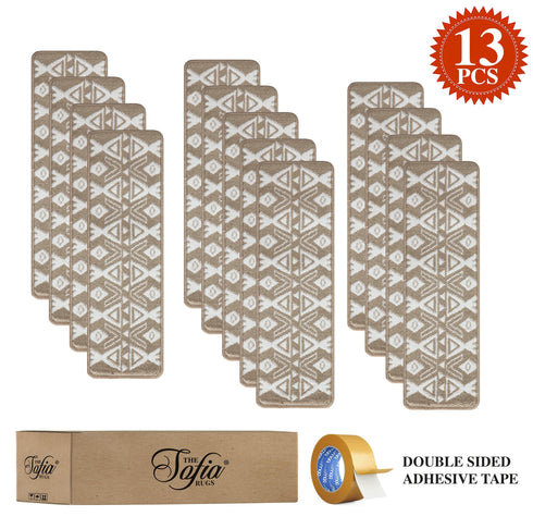 Beige Indoor Stair Rugs (Set of 13)