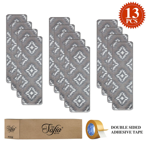Gray & White Indoor Carpet Stair Rugs (Set of 13)