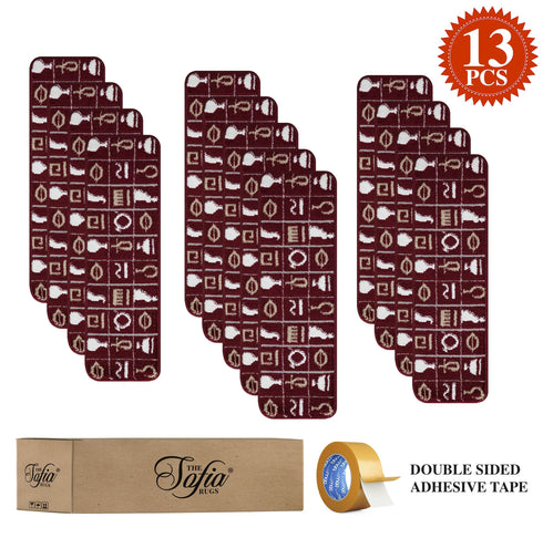 Maroon Carpet Stair Treads (Set of 13)