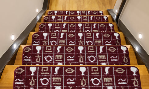 Maroon Carpet Stair Treads (Set of 13)