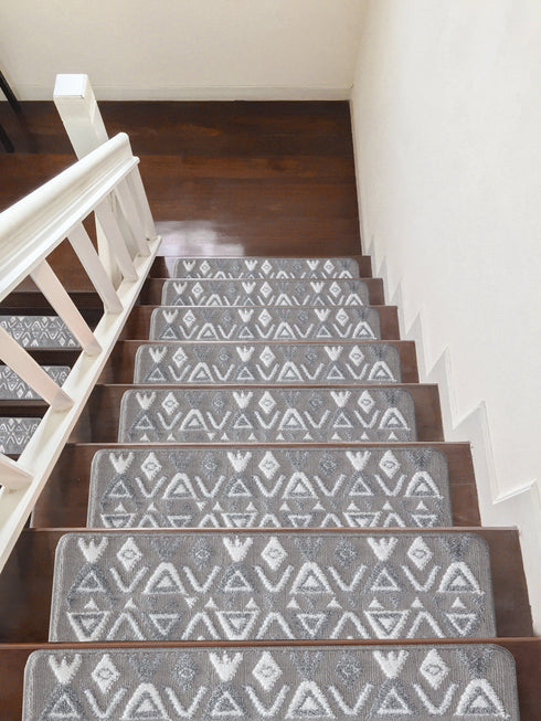 Gray Aztec Themed Indoor Stair Treads (Pack of 13)