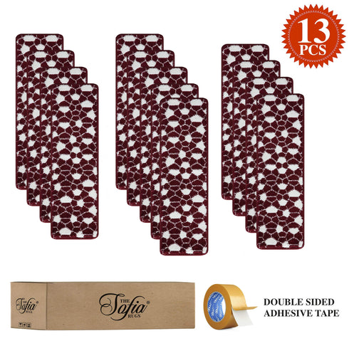 Red & White Mozaik Indoor Stair Runners (Pack of 13)
