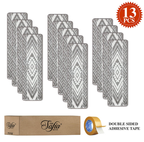 Gray & Floral Indoor Carpet Stair Treads (Pack of 13)