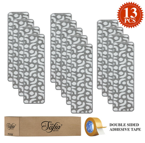 Gray Geometric Stair Treads (Pack of 13)
