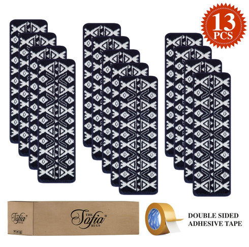 Navy Blue Indoor Carpet Stair Rugs (Set of 13)