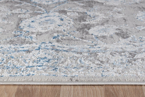 4' x 6' Light Grey & Blue Farmhouse Area Rug