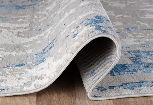 5' x 7' Water Aura Blue & Gray Modern Low Pile Area Rug