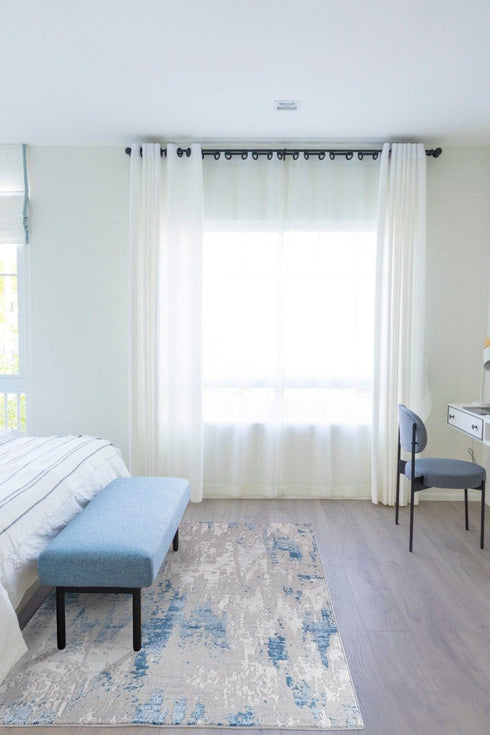 Water Aura Blue & Gray Modern Low Pile Area Rug