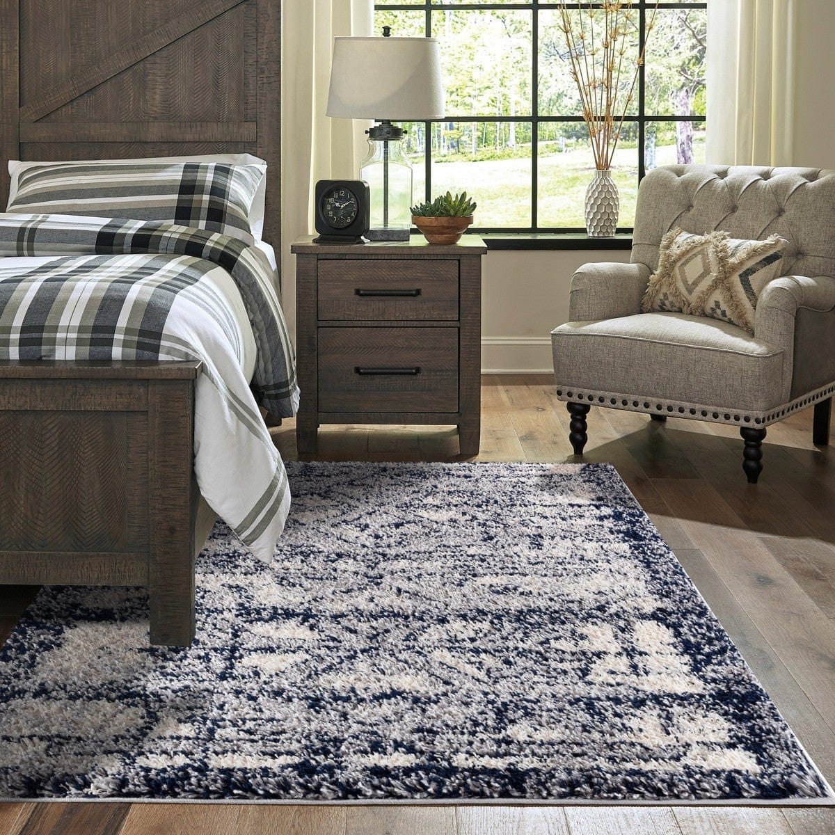 Diamond Shag Black Deep Pile Area Rug Sofihas