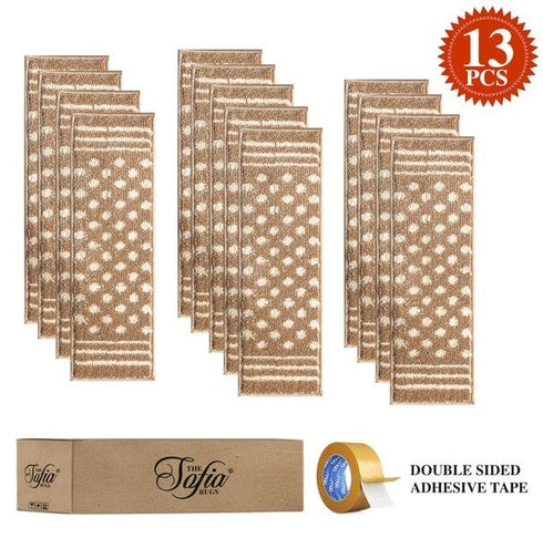 Light Polkadot - Deep Pile Shag Stair Rugs