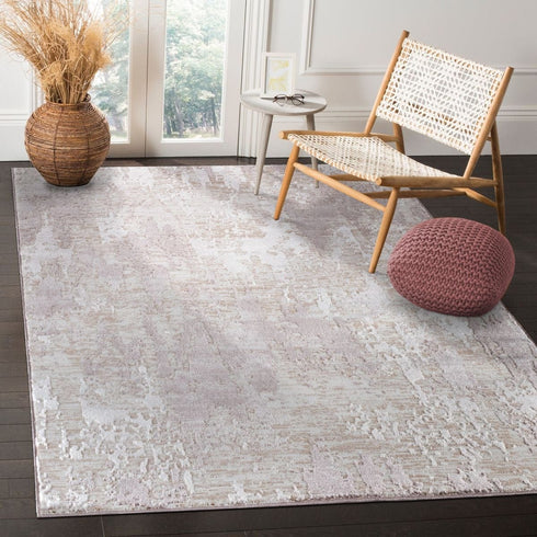 8' x 10' Water Aura Cream Beige Modern Wavy Area Rug