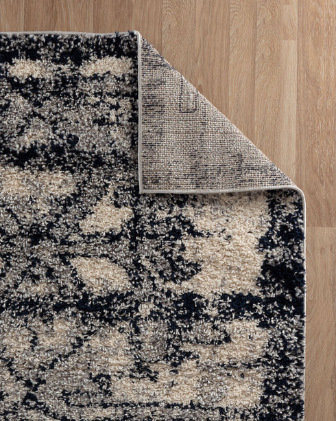 Diamond Shag Black Deep Pile Area Rug