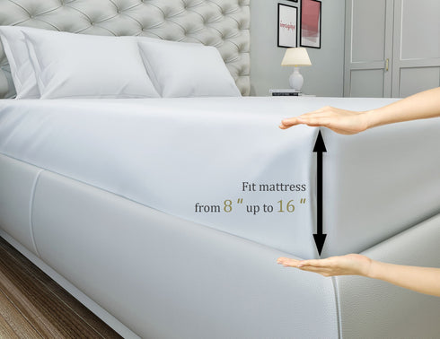 Signature 100% Cotton Sheets - 4 Piece - Sheet & Pillowcase Sets - White Sheets - Queen Bed Set - Hotel Luxury - Organic Cotton Sheets - Cooling Sheets - Extra Soft - Deep Pocket Queen Sheets