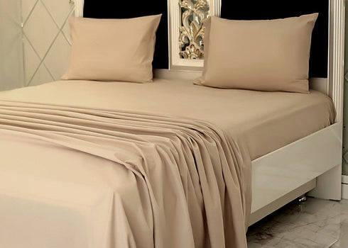Signature 100% Cotton Sheets - 4 Piece - Sheet & Pillowcase Sets - Beige Bed Sheets - Full Size Cotton Sheets - Hotel Luxury - Organic Cotton Sheets - Cooling Sheets - Full Size Bed Sheets