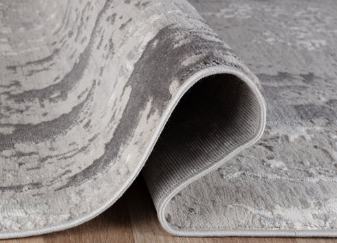 4' x 6' Water Aura Gray Modern Wavy Low Pile Area Rug