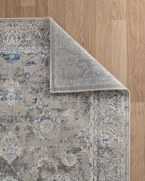 Light Grey & Blue Farmhouse Area Rug