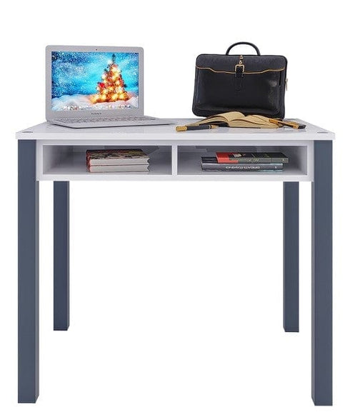 Sofia Home Goods, Computer Desk 35 inch with 2 Drawers, Home Office Writing Study Desk, Natural Wood Desk, Gray and White, Modern Simple Style Laptop Table