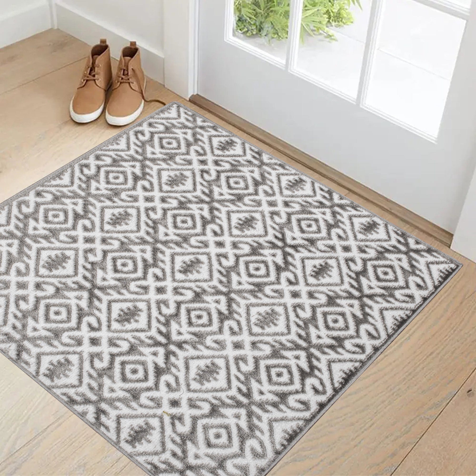THE SOFIA RUGS Sofihas Indoor Rug Set Geometric Non-Slip 30x30in Washable  Modern Indoor Standing Mats, Gray D-MAT-67B-GR - The Home Depot